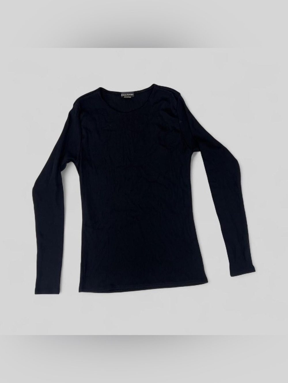 Vtg 90s Banana Republic crewneck ribbed long sleeve top shirt Black y2k small